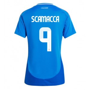 Fotbalové Dres Itálie Gianluca Scamacca #9 Dámské Domácí Oblečení ME 2024 Krátký Rukáv